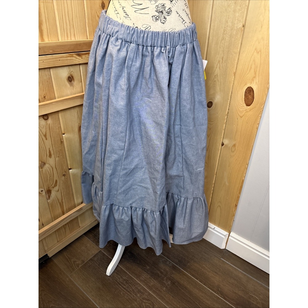 New Nwt Fun & Fancy Midi Skirt Western Rockabilly Square Dance Chambray Large